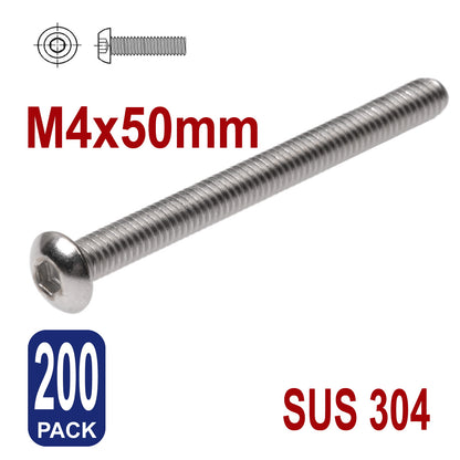 iBase - M4 x 50mm Hex Button Head Socket Cap Bolt Screws Allen Stainless Steel 4 mm Kit - W14316B200.jpg
